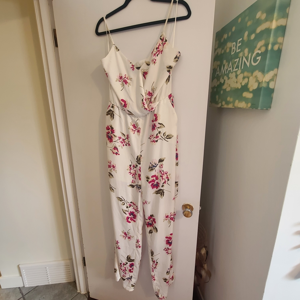 Dynamite Cream and Pink Floral Jumpsuit